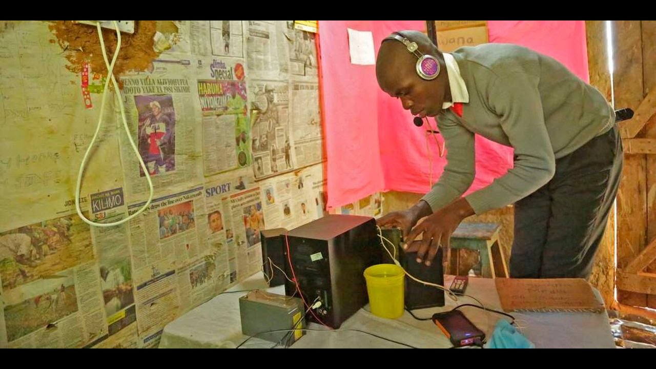 Charles Kangwana in his home studio where he started his journalism career